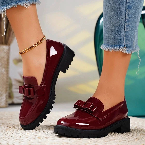 Versatile women's platform loafers with elegant bow, comfortable & chic footwear for both dress and casual.