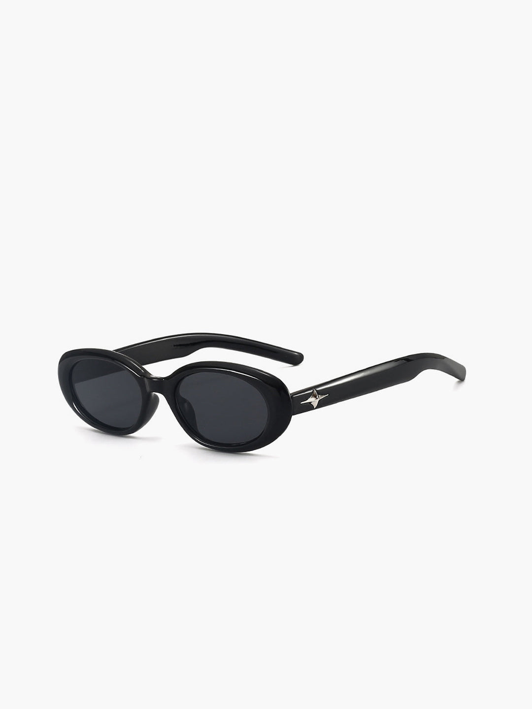 Chic women's retro oval black sunglasses, perfect for vintage style & summer fashion.