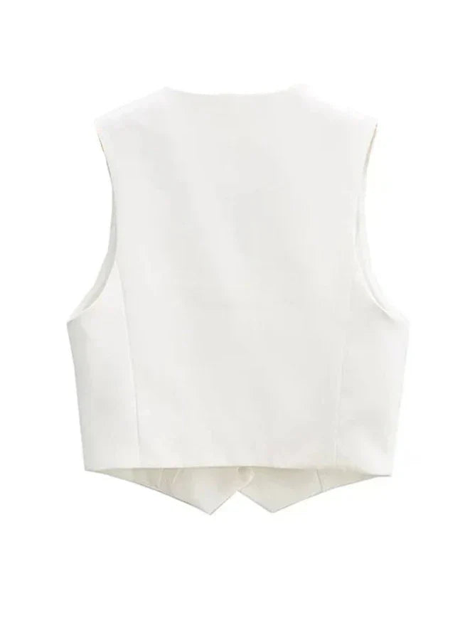Elegant women's tailored vest, a sophisticated fashion statement for versatile day-to-night and professional wear.