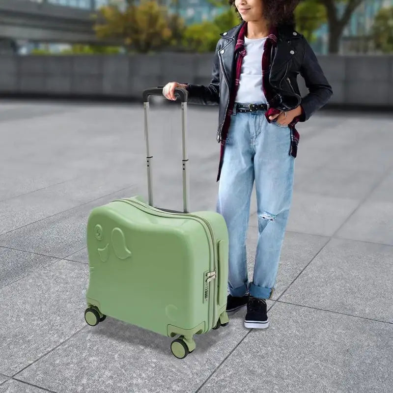 Fun cartoon elephant luggage for children, a durable rolling suitcase for weekend trips.