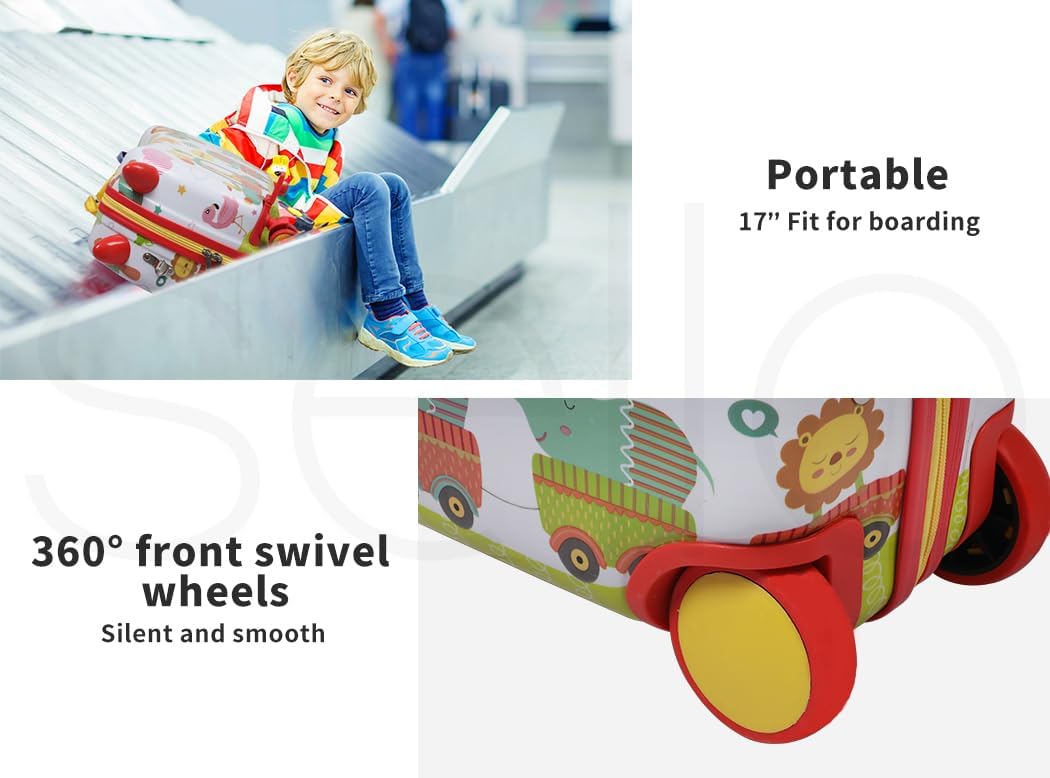 Octopus-themed kids' 2-in-1 scooter suitcase, perfect for travel with 360° spinner wheels.