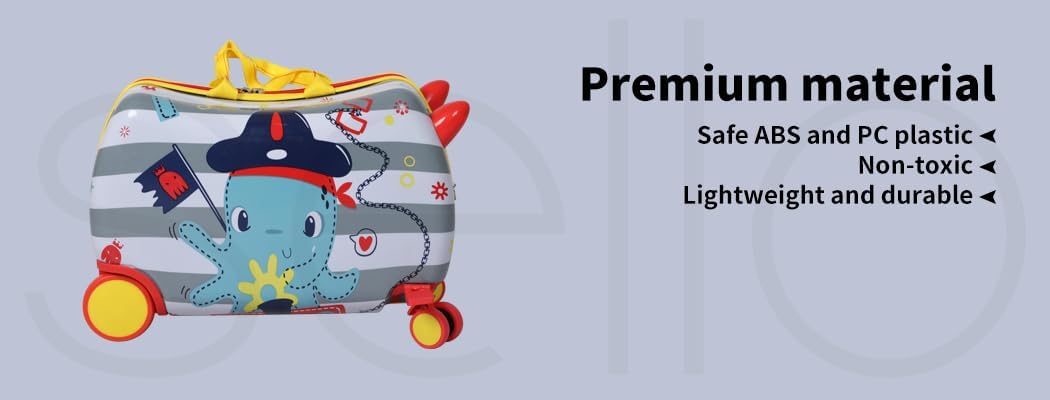 Child's 2-in-1 travel gear: octopus design scooter suitcase with convenient 360-degree spinning wheels.