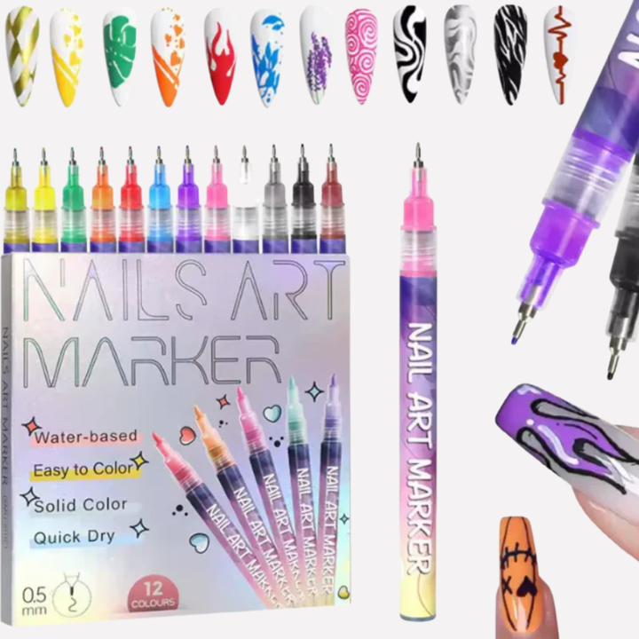 Children's creative nail art pen set for kids, includes colorful pens for fun, easy-to-use nail designs & crafts.