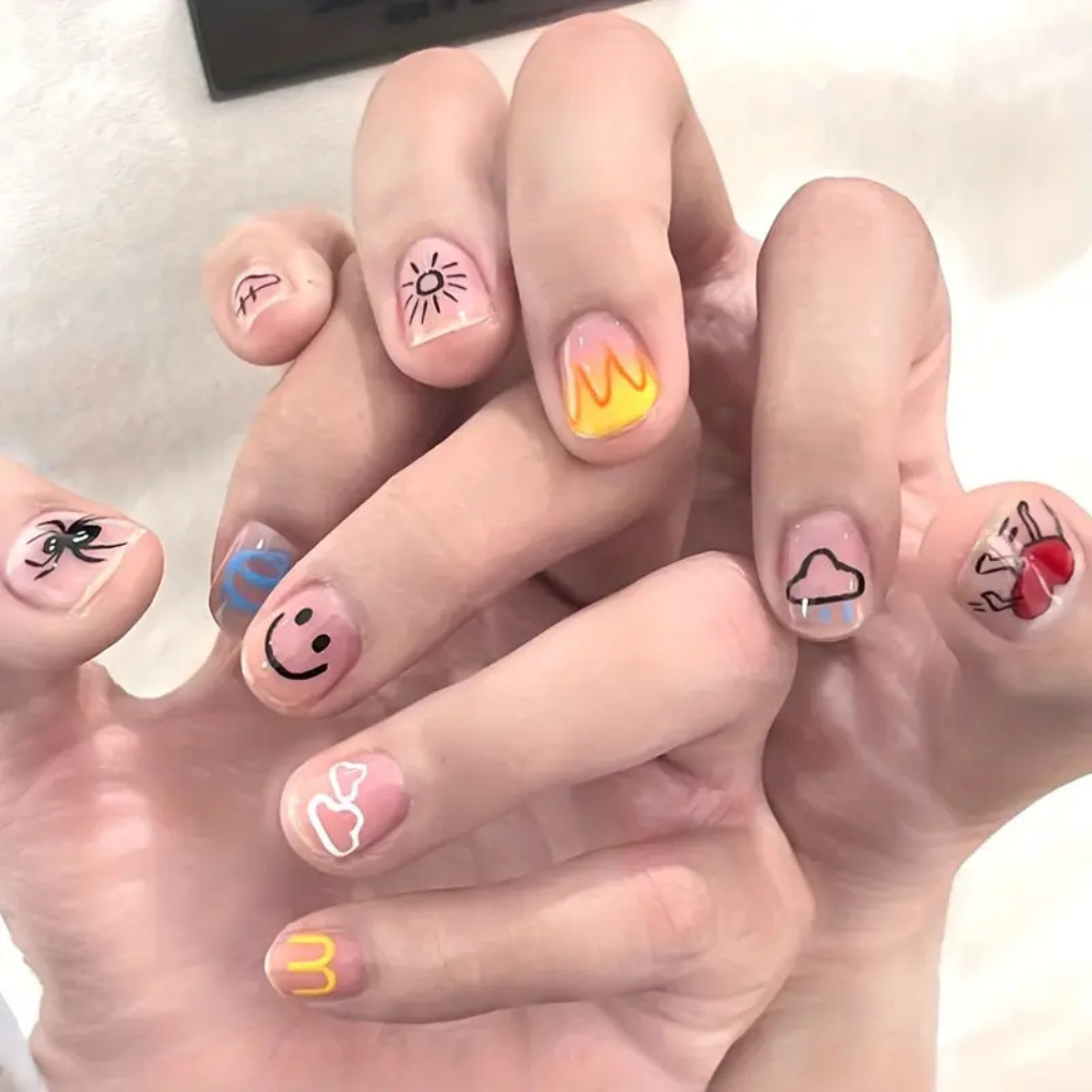 Colorful nail art pens for children's creative designs. Easy-to-use craft set for fun nail art & imaginative play.