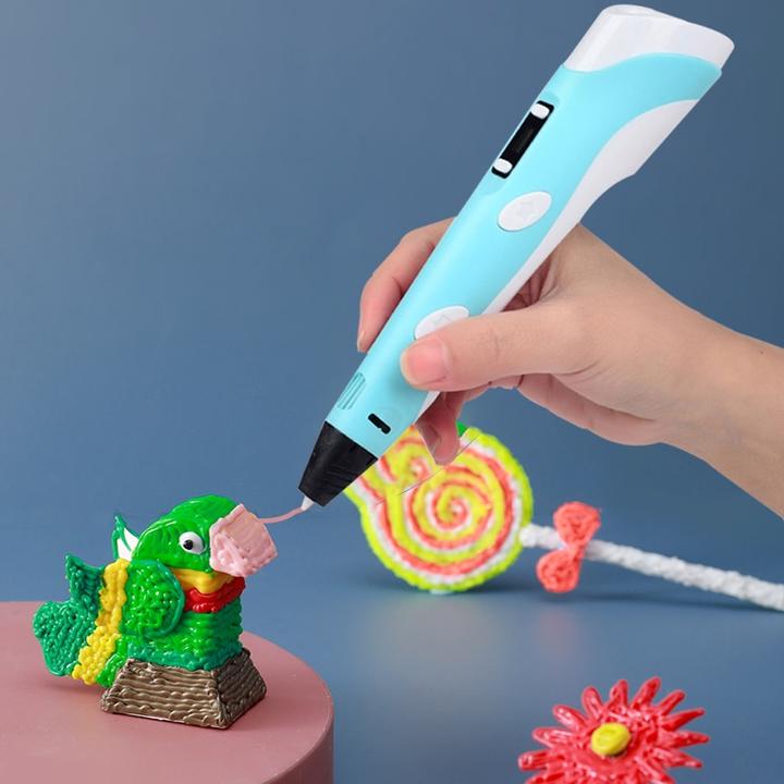 Children using a colorful 3D printing pen to create vibrant, eco-friendly designs, ideal for artistic projects.