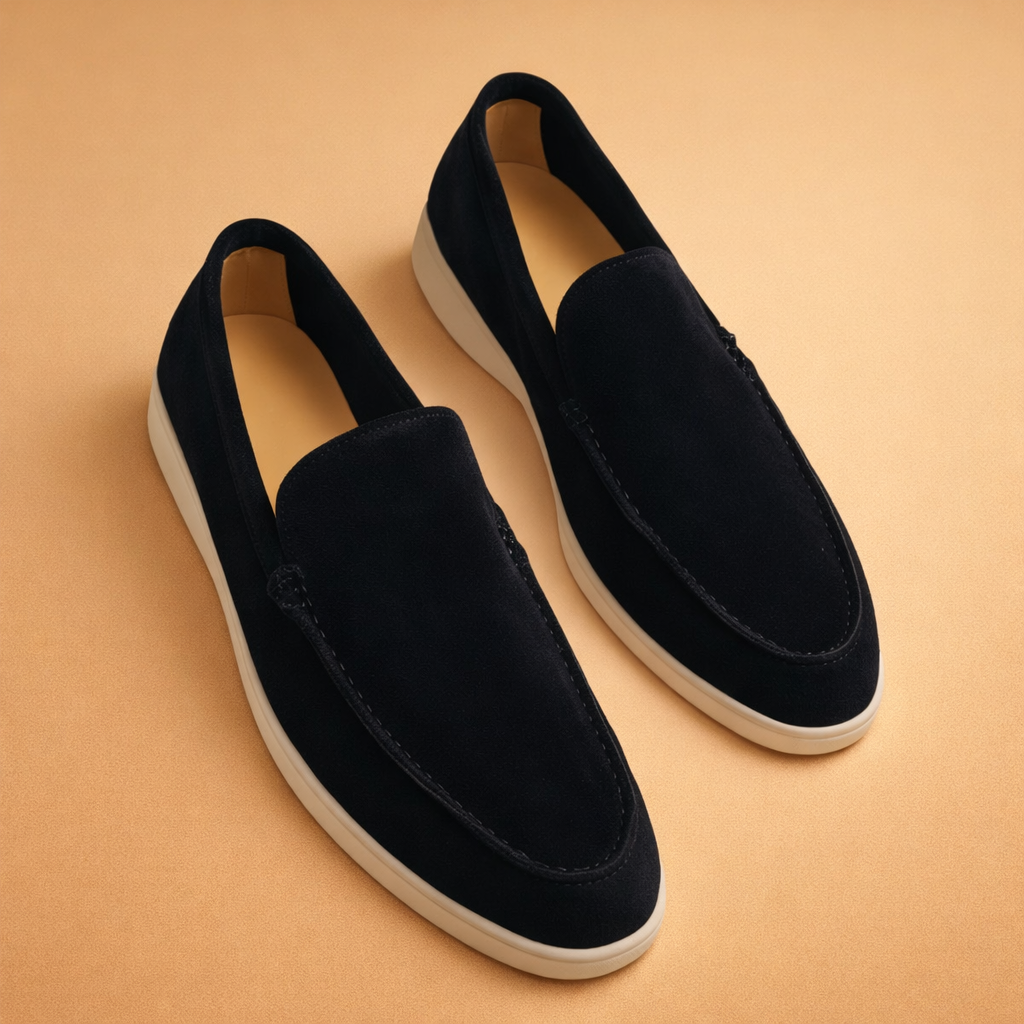 Stylish light blue men's penny loafers, versatile casual slip-on shoes for any occasion.