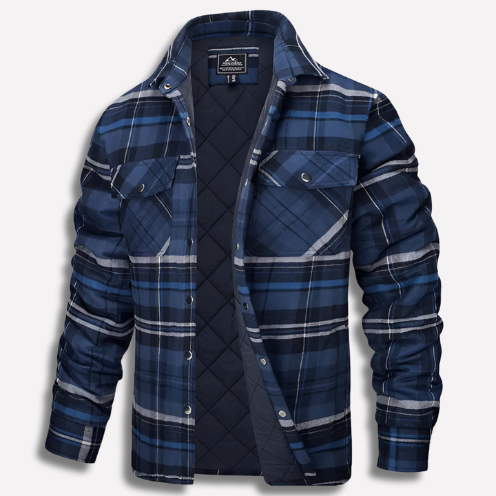 Comfortable men's plaid button-down shirt for a timeless casual look in spring or fall.