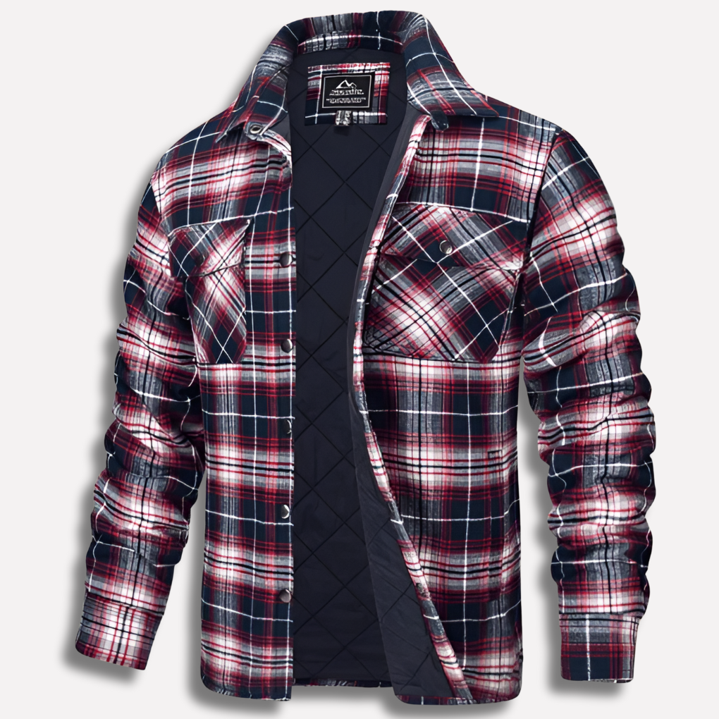 Men's classic long-sleeve plaid shirt, a versatile button-down for casual and outdoor wear.
