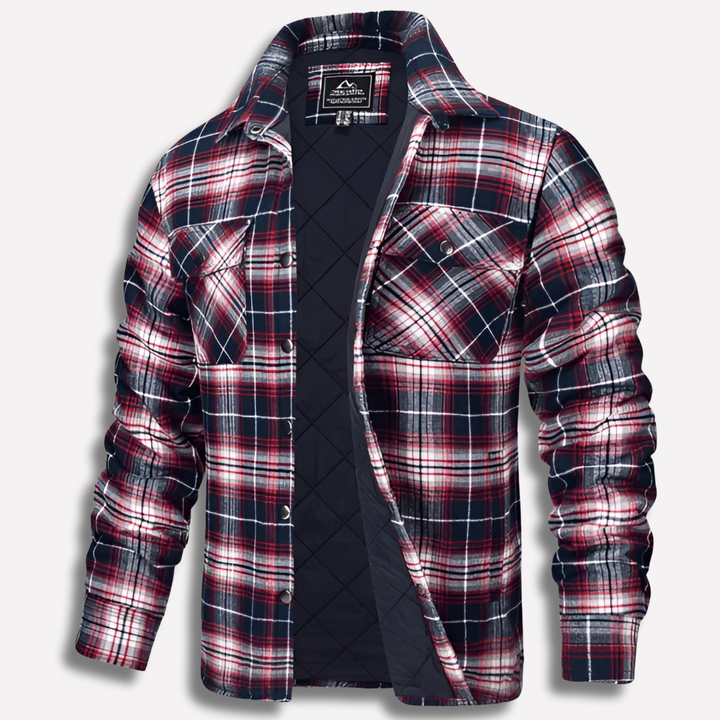 Men's classic long-sleeve plaid shirt, a versatile button-down for casual and outdoor wear.