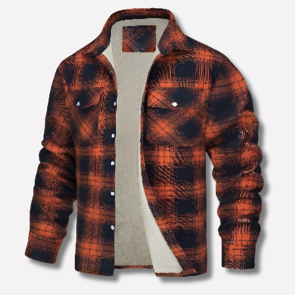 Men's fall wear plaid button-down shirt, designed for comfort and rugged timeless style.