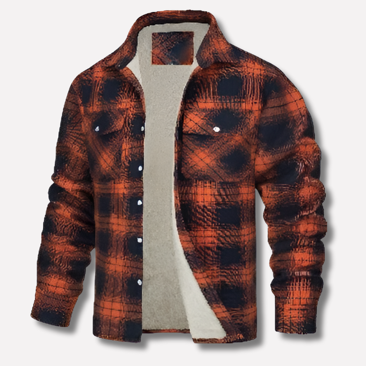 Men's fall wear plaid button-down shirt, designed for comfort and rugged timeless style.