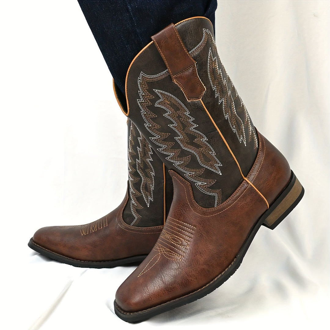Stylish men's pull-on cowboy boots. Classic Western mid-calf design with a pointed toe & durable, comfortable build.