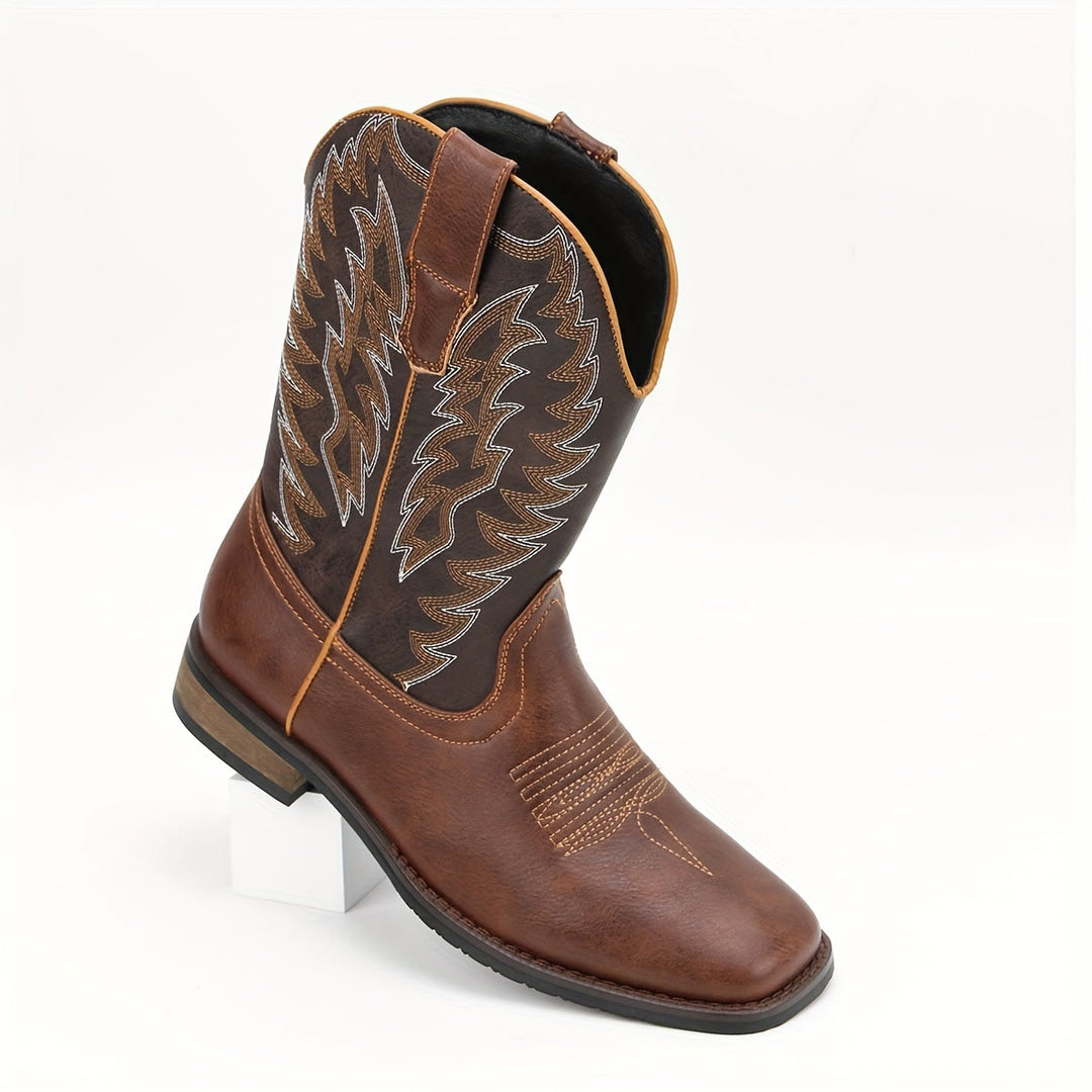 All-season men's classic Western cowboy boots. Mid-calf style with durable construction and comfortable fit.