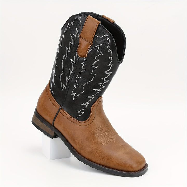 Men's fashion classic Western cowboy boots. Mid-calf, pull-on style with durable construction and a stylish pointed toe.