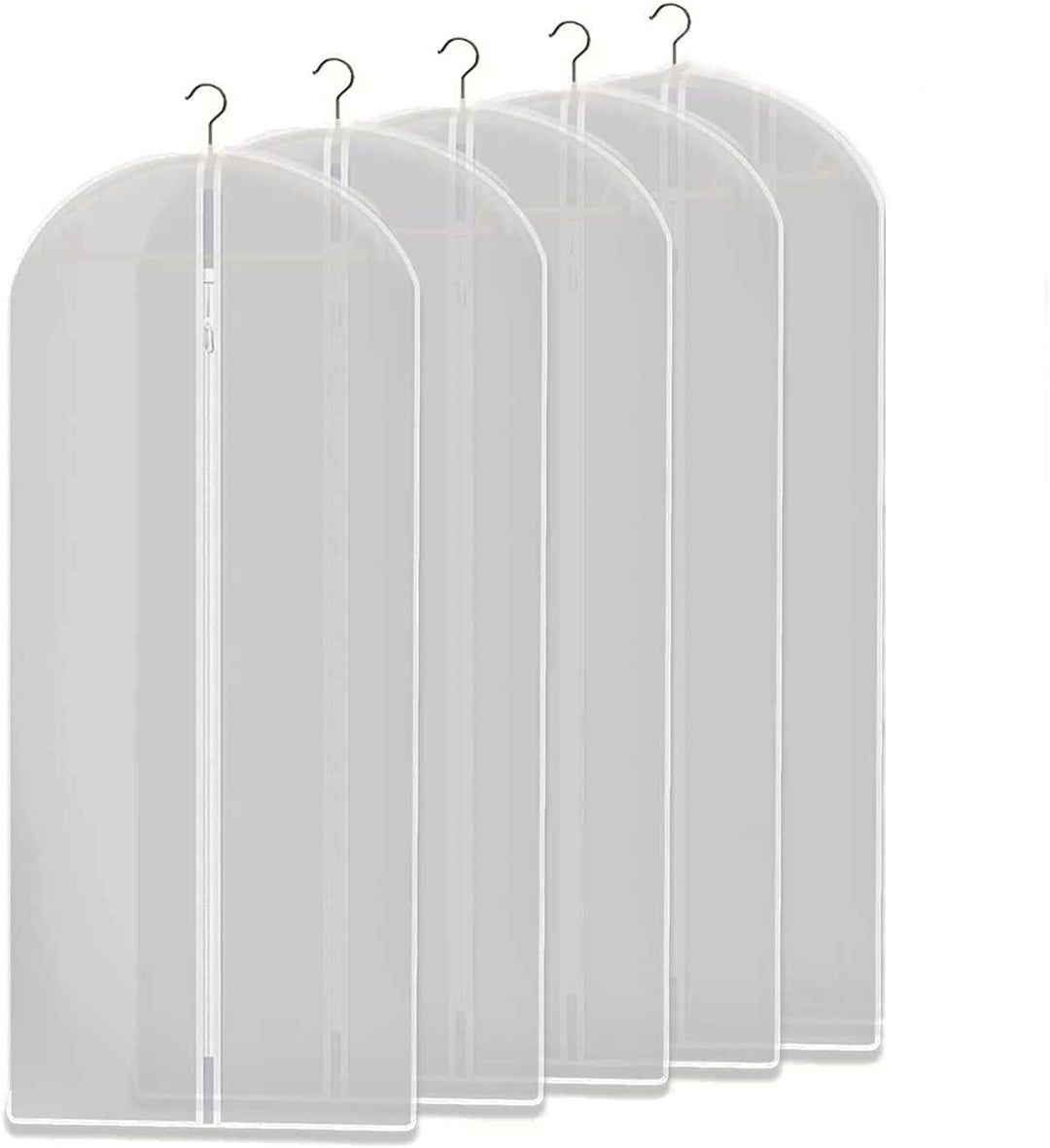 Clear garment storage bags (10-pack) for clothes protection & dust-free wardrobe organization. Ideal for suits, dresses.