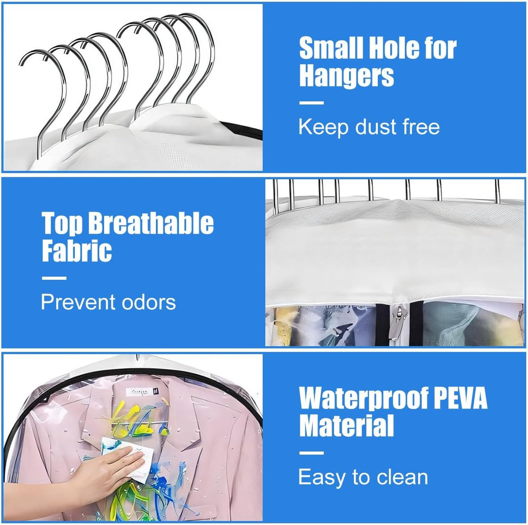Clear clothes protector: 6-pack gusseted garment bags, perfect for suits, dresses & coats.