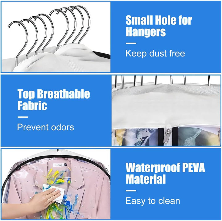 Clear clothes protector: 6-pack gusseted garment bags, perfect for suits, dresses & coats.