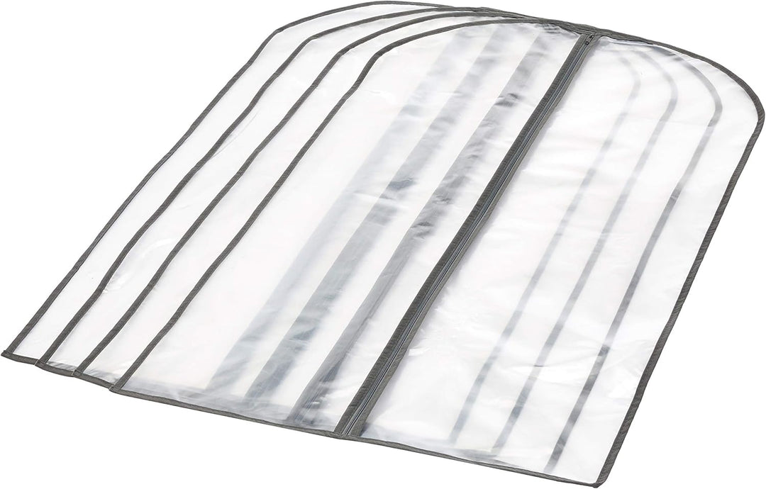 Durable 5-pack PEVA suit & dress bags. Zippered garment covers protect clothing from dust & wrinkles in wardrobe.