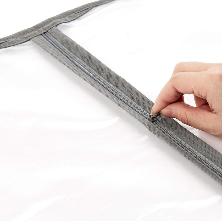 PEVA clothing storage bags (5-pack) with zippers. Ideal dust covers for travel, closet, or long-term garment protection.