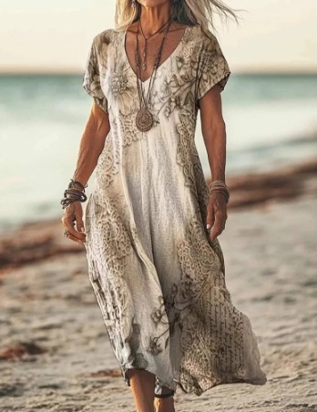Women's spring floral midi dress, showcasing its elegant and feminine style.
