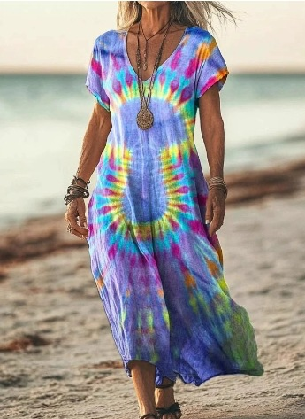 Women's summer floral midi dress, pairing perfectly with sandals for a relaxed look.