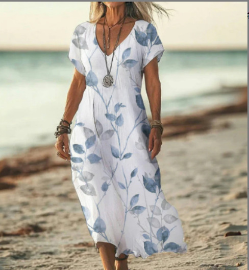 Women's floral midi dress in a bright color palette, capturing the essence of spring.