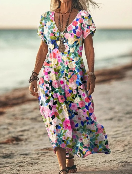 Elegant floral midi dress for women, featuring a flattering silhouette for spring fashion.