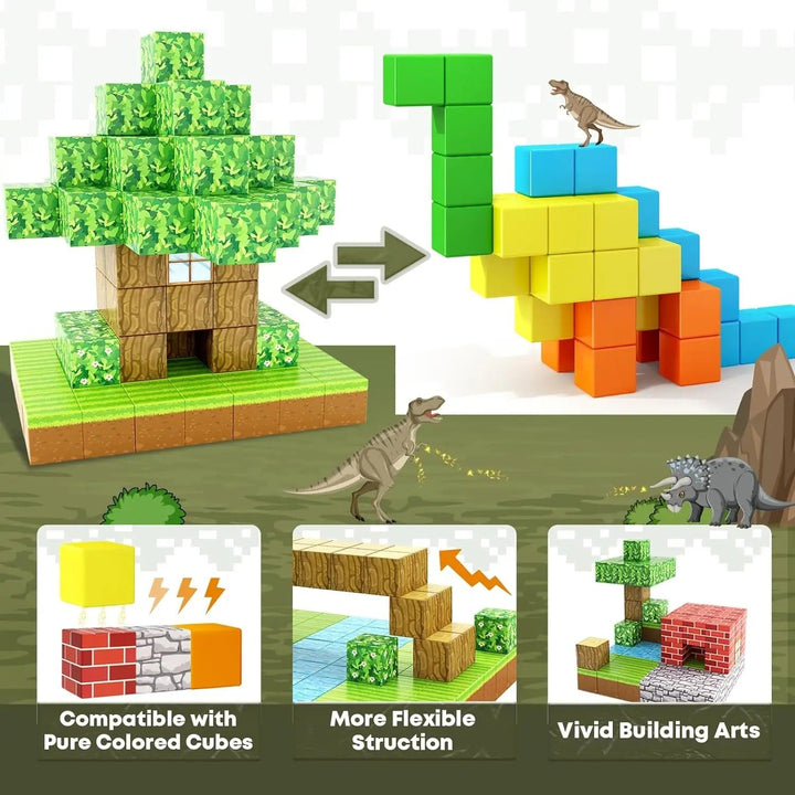 "Colorful 100-piece magnetic STEM building blocks set for kids, perfect for creative, educational play and construction."