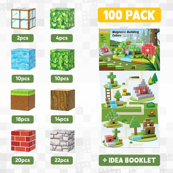 "Colorful 100-piece magnetic STEM building blocks set for kids, perfect for creative, educational play and construction."
