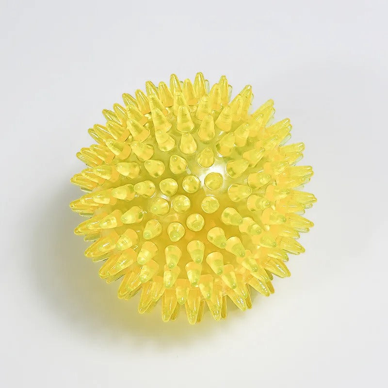 Colorful 11 cm spike ball dog chewing toy with spiky texture, enhances dental health, suitable for active play and fetch.