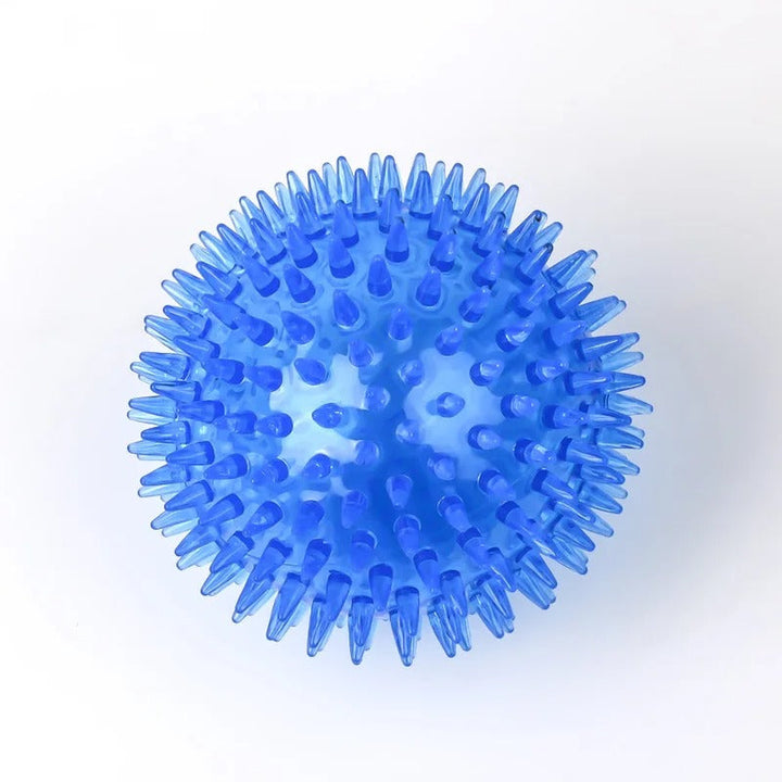 Colorful 11 cm spike ball dog chewing toy with spiky texture, enhances dental health, suitable for active play and fetch.