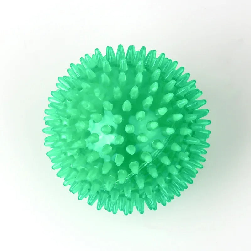 Colorful 11 cm spike ball dog chewing toy with spiky texture, enhances dental health, suitable for active play and fetch.