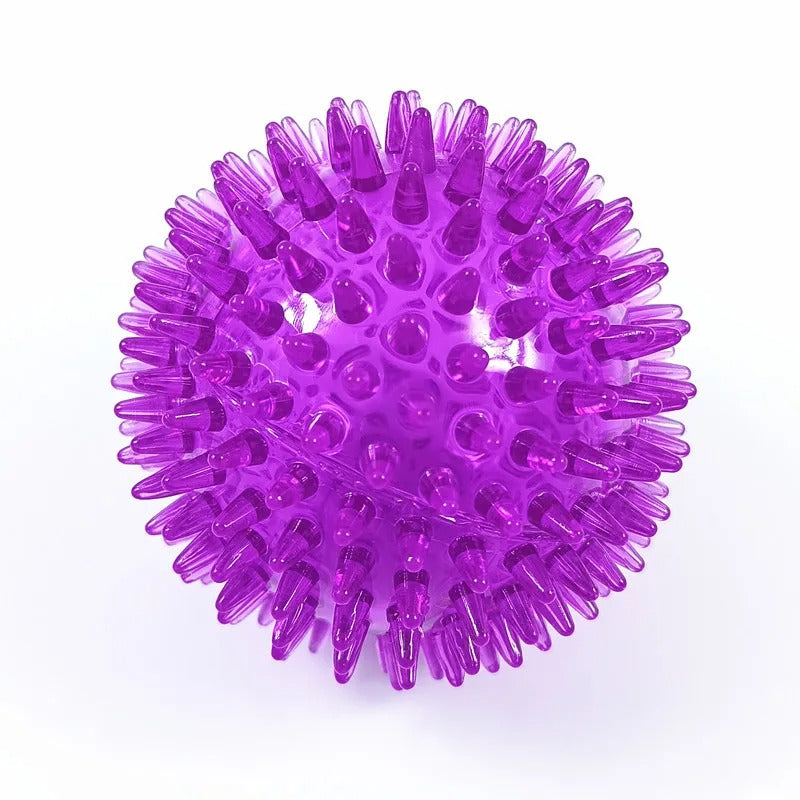 Colorful 11 cm spike ball dog chewing toy with spiky texture, enhances dental health, suitable for active play and fetch.