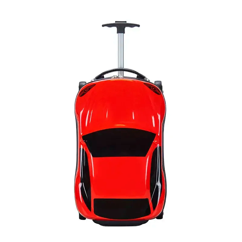 Bright hardshell kids luggage with a cool car design. A fun & durable carry-on for any child's vacation.