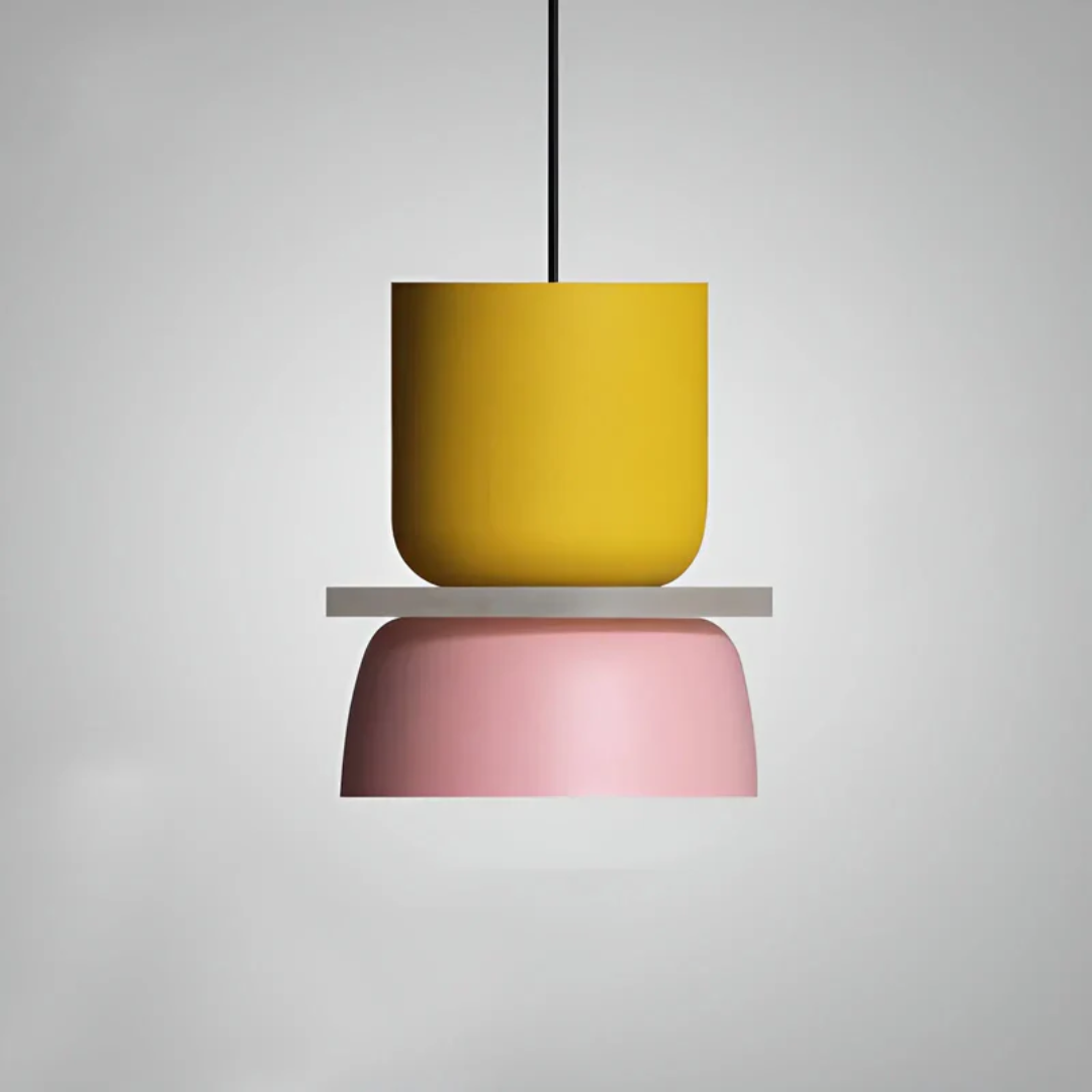 Colorful round Macaron LED light; modern pendant lamp for vibrant and cozy interiors.