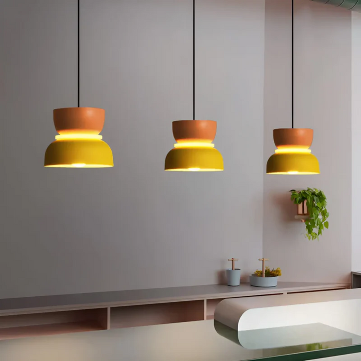 VividGlow Macaron LED pendant; vibrant, energy-efficient, and modern lighting solution.