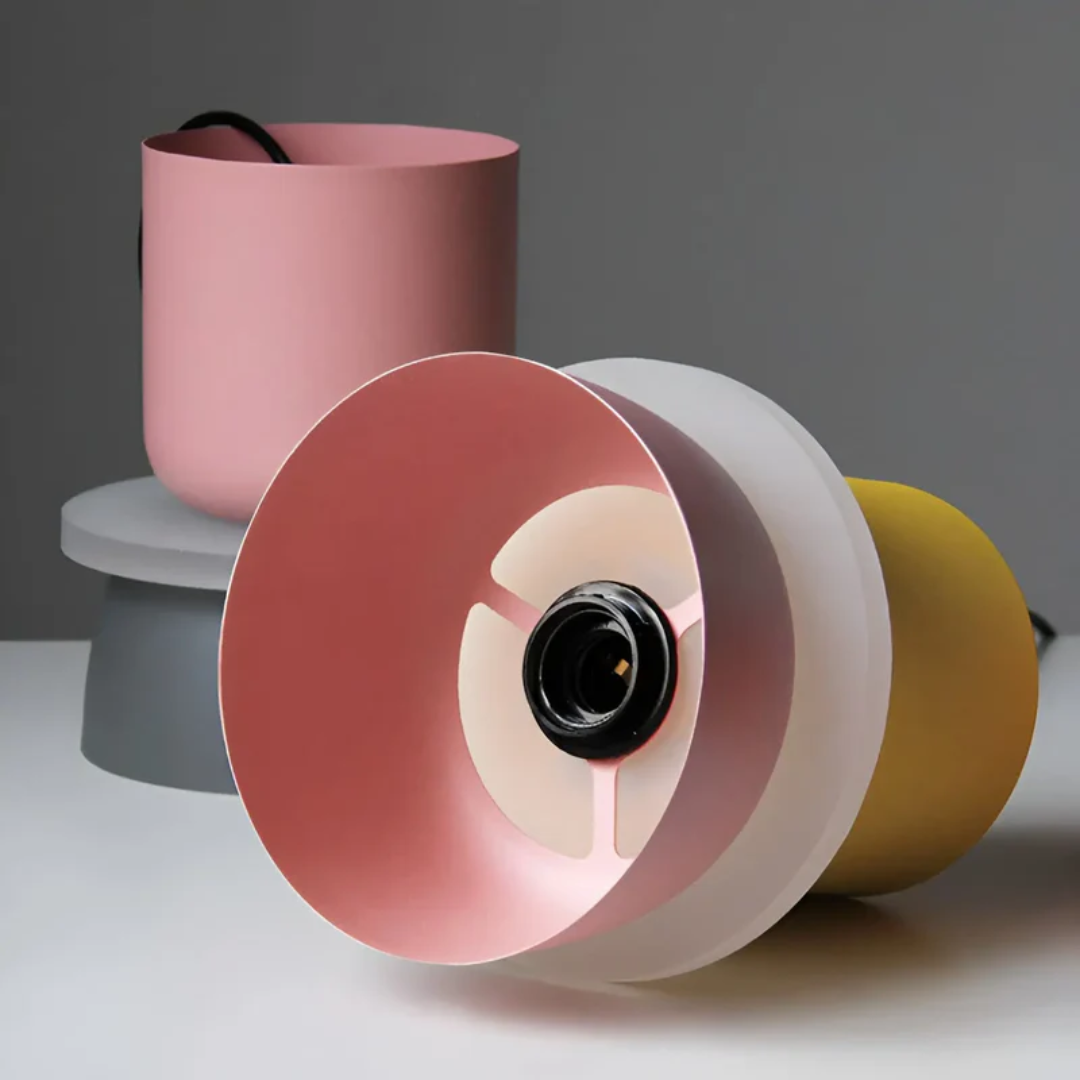 Modern Macaron LED pendant lamp; vibrant and energy-saving ceiling light for stylish homes.