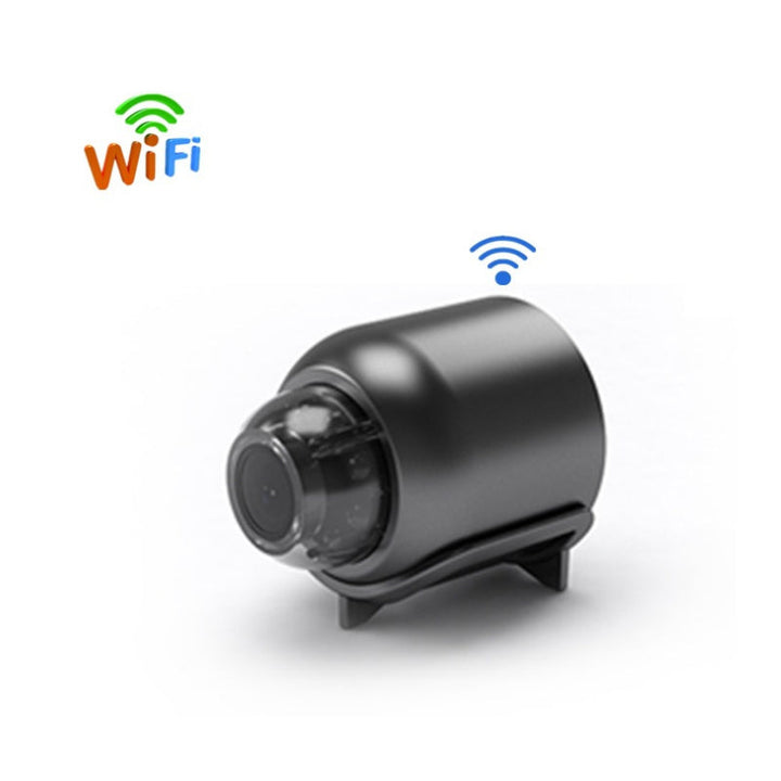 "Compact 1080P wireless security camera with night vision and motion detection; perfect for discreet home or office surveilla