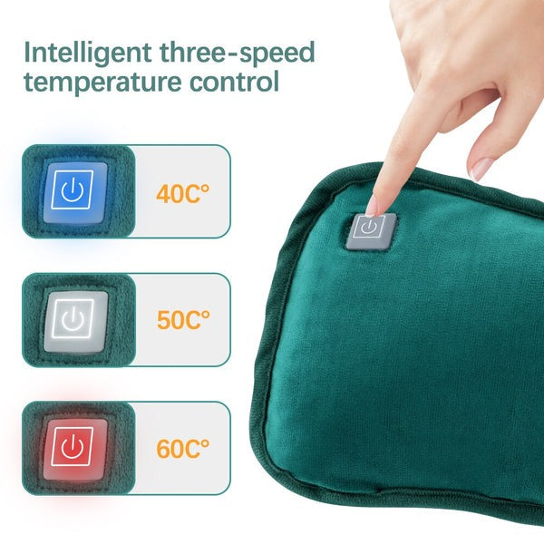 "Compact 2-in-1 Electric Hand Warmer with USB Charging, plush exterior, foldable design, ideal for travel and chilly days."