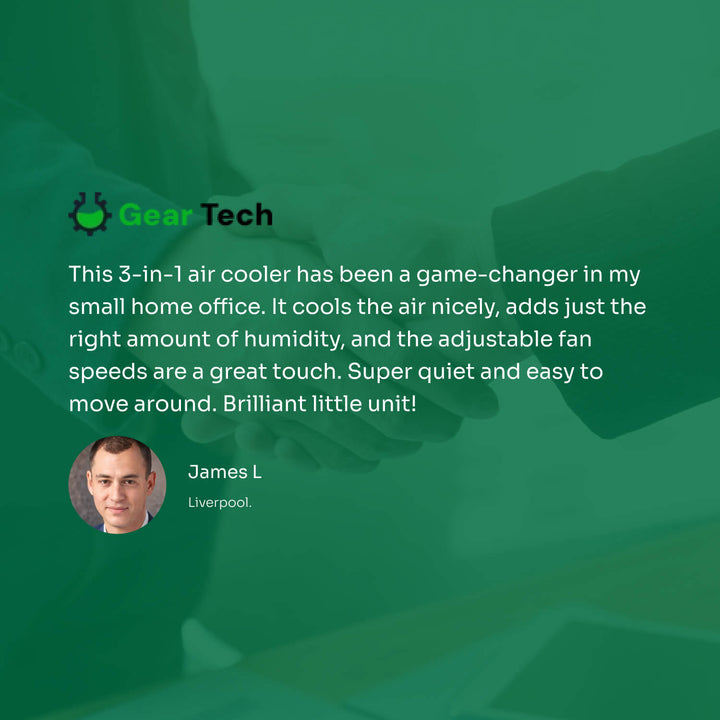 "Compact 3-in-1 portable air cooler humidifier, sleek design, adjustable fan speeds, ideal for small spaces, home or office u