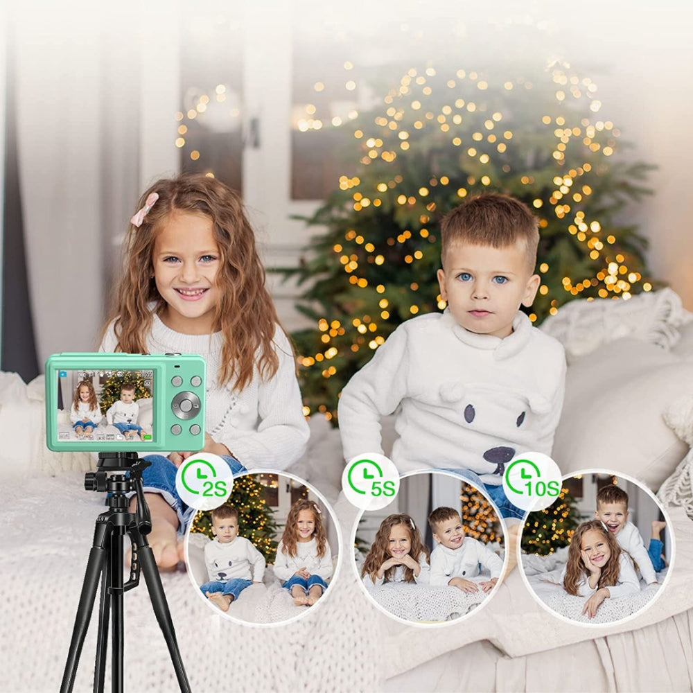 "Compact digital camera for teens, 44MP, 1080P, 16X zoom, 2.4-inch LCD, portable design"