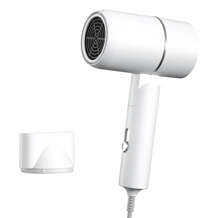 Unisex ionic hair dryer with frizz-reducing power. Compact & foldable design ensures portable, salon-quality styling.