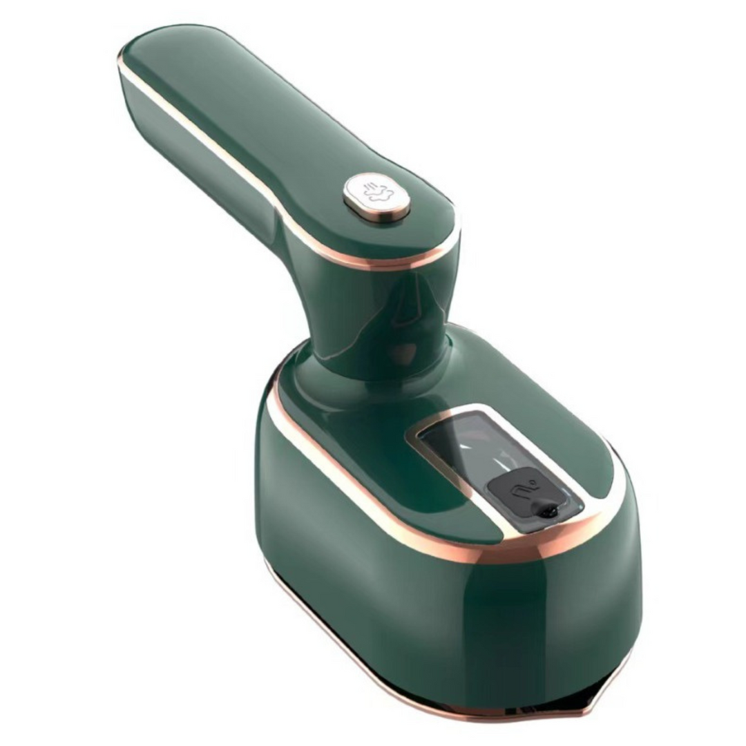 Compact handheld steam iron in blue, with a sleek design, ergonomic handle, and powerful steam for wrinkle-free clothes.