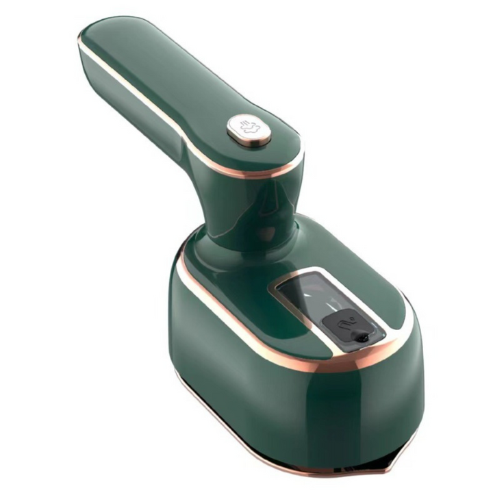 Compact handheld steam iron in blue, with a sleek design, ergonomic handle, and powerful steam for wrinkle-free clothes.