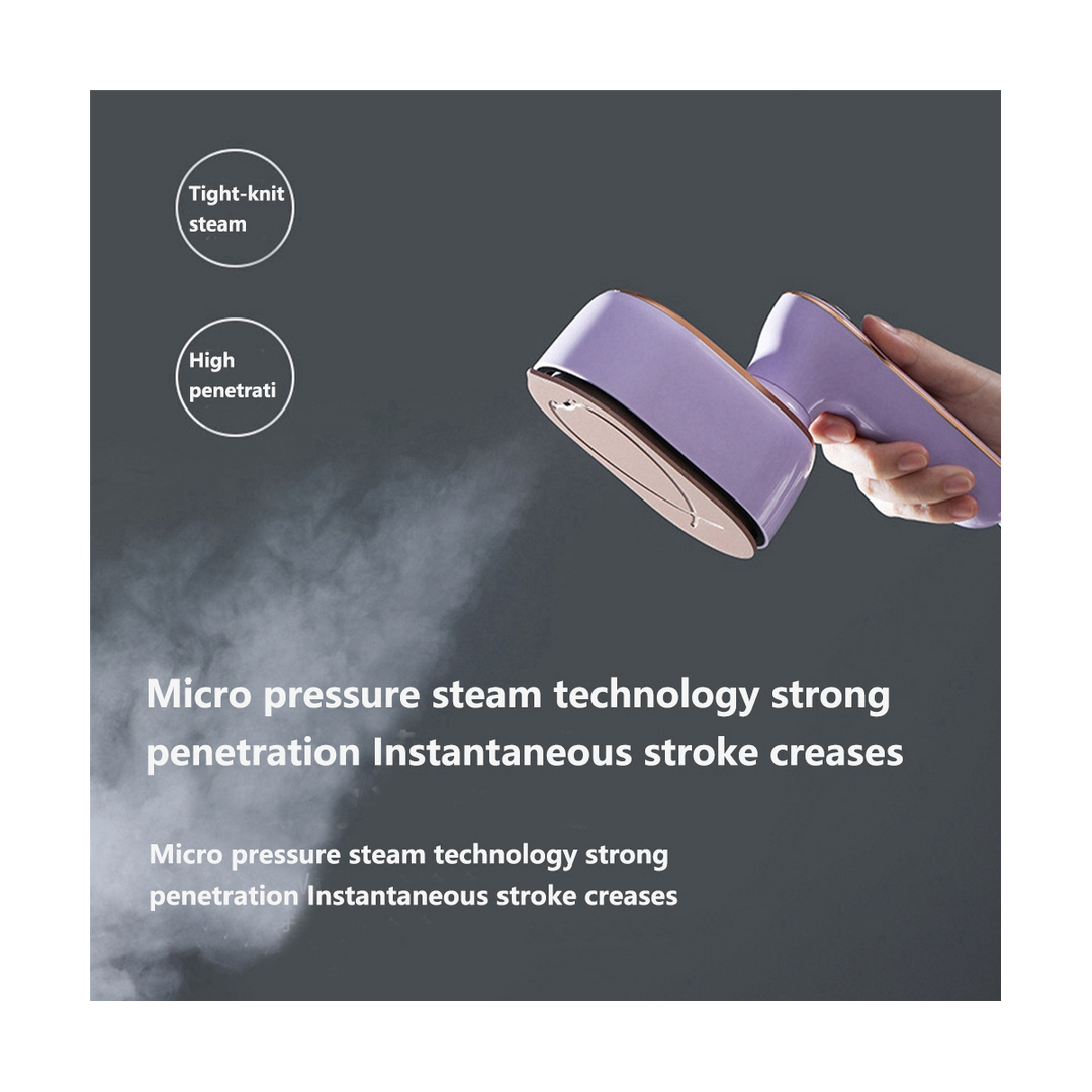 Compact handheld steam iron in blue, with a sleek design, ergonomic handle, and powerful steam for wrinkle-free clothes.