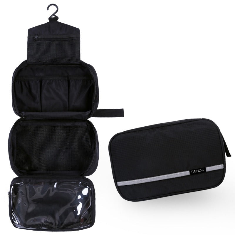 Compact hanging toiletry bag, unisex design, perfect travel organizer for cosmetics, makeup, and hygiene essentials.