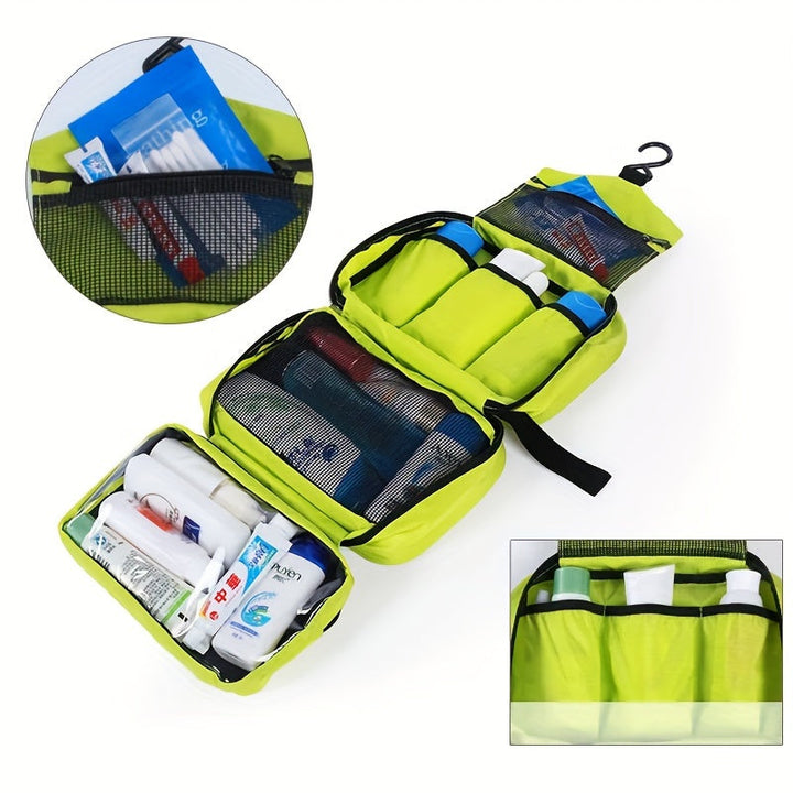 Sleek closed compact unisex toiletry bag, a durable travel essential for organizing toiletries and makeup.
