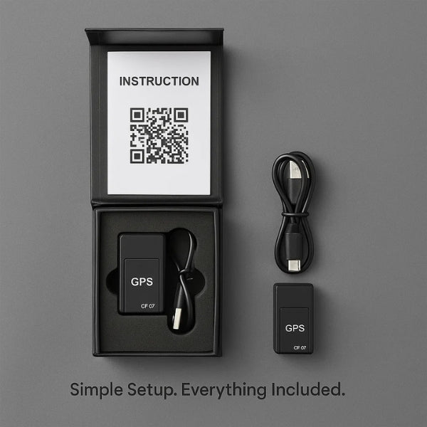 "Compact magnetic GPS tracker for bikes, discreet design, robust magnet, sleek and secure, no subscription needed."