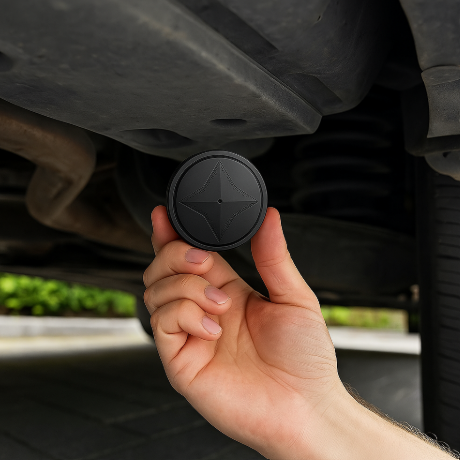 Mini magnetic GPS tracker for discreet car security, real-time vehicle tracking & asset protection.