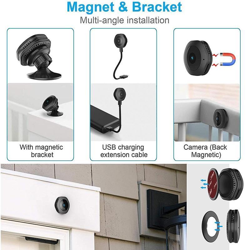 "Compact mini wifi camera for home security, featuring 1080P HD resolution and night vision in a sleek, discreet design."